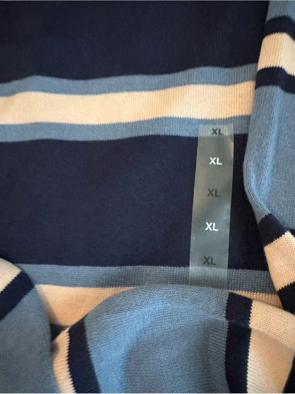 Club Room Men’s Navy, Light Blue & Cream Striped V-Neck Sweater